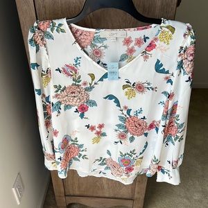 Floral long sleeve blouse- petit